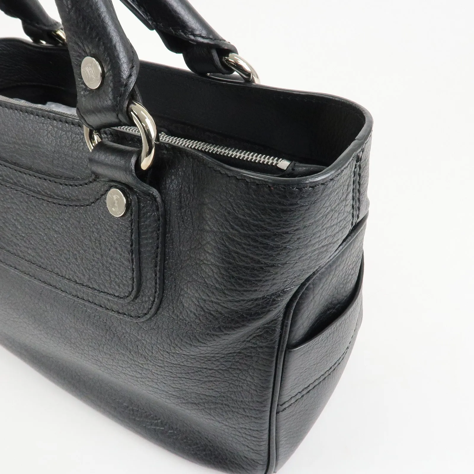 CELINE Macadam Engraved Leather Boogie Bag Hand Bag Black Used