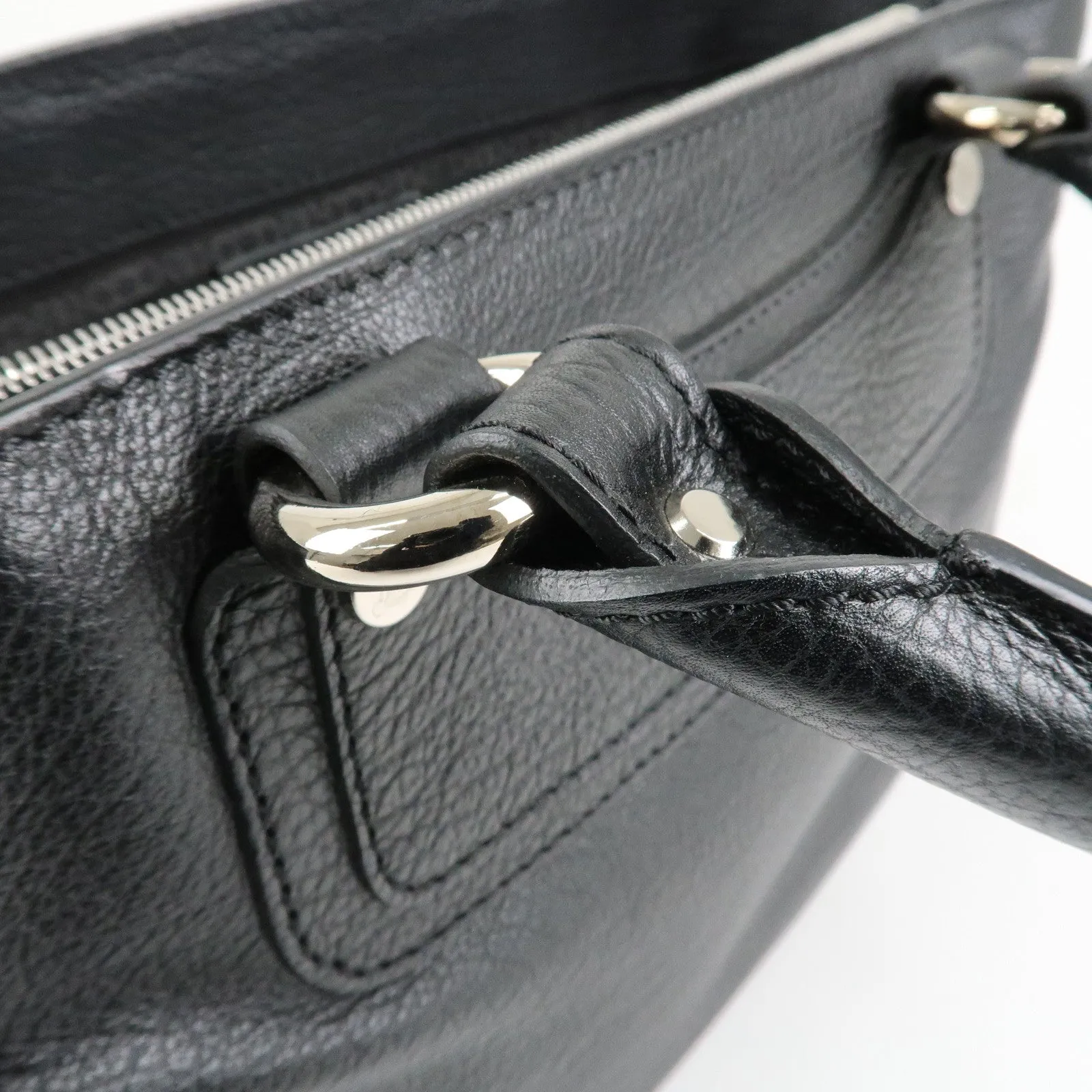CELINE Macadam Engraved Leather Boogie Bag Hand Bag Black Used