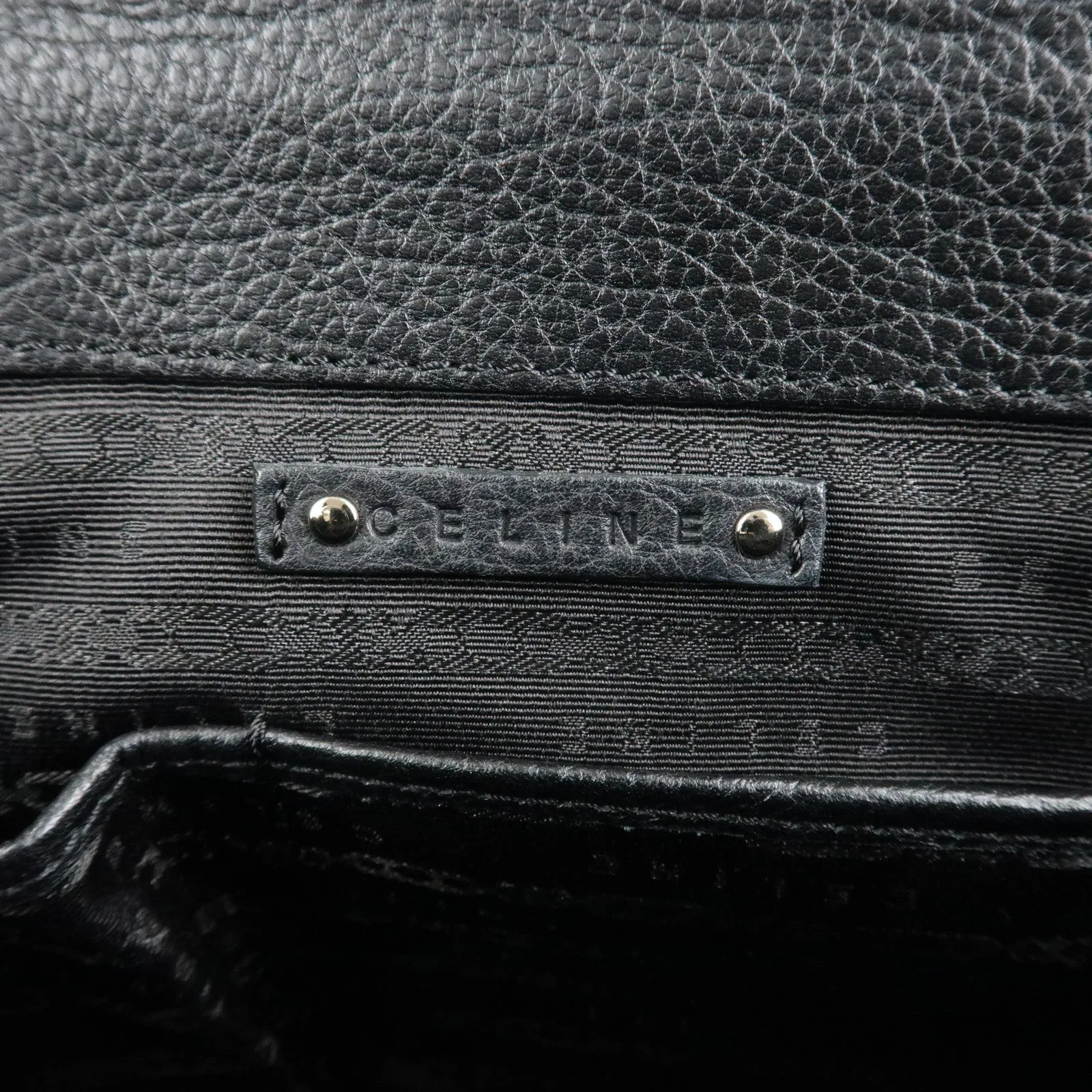 CELINE Macadam Engraved Leather Boogie Bag Hand Bag Black Used