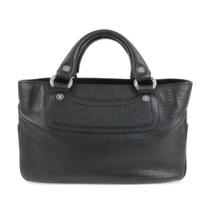 CELINE Macadam Engraved Leather Boogie Bag Hand Bag Black Used