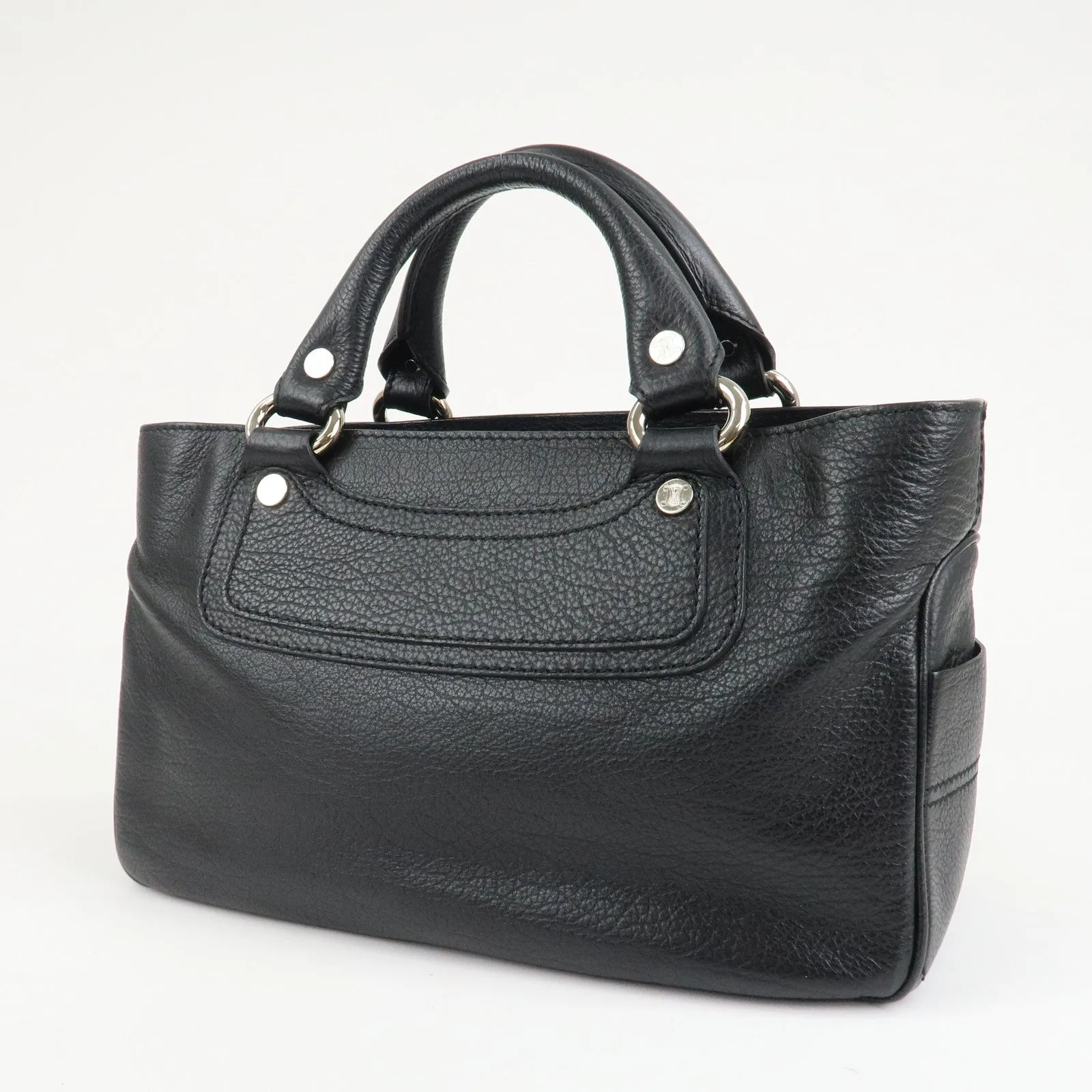 CELINE Macadam Engraved Leather Boogie Bag Hand Bag Black Used