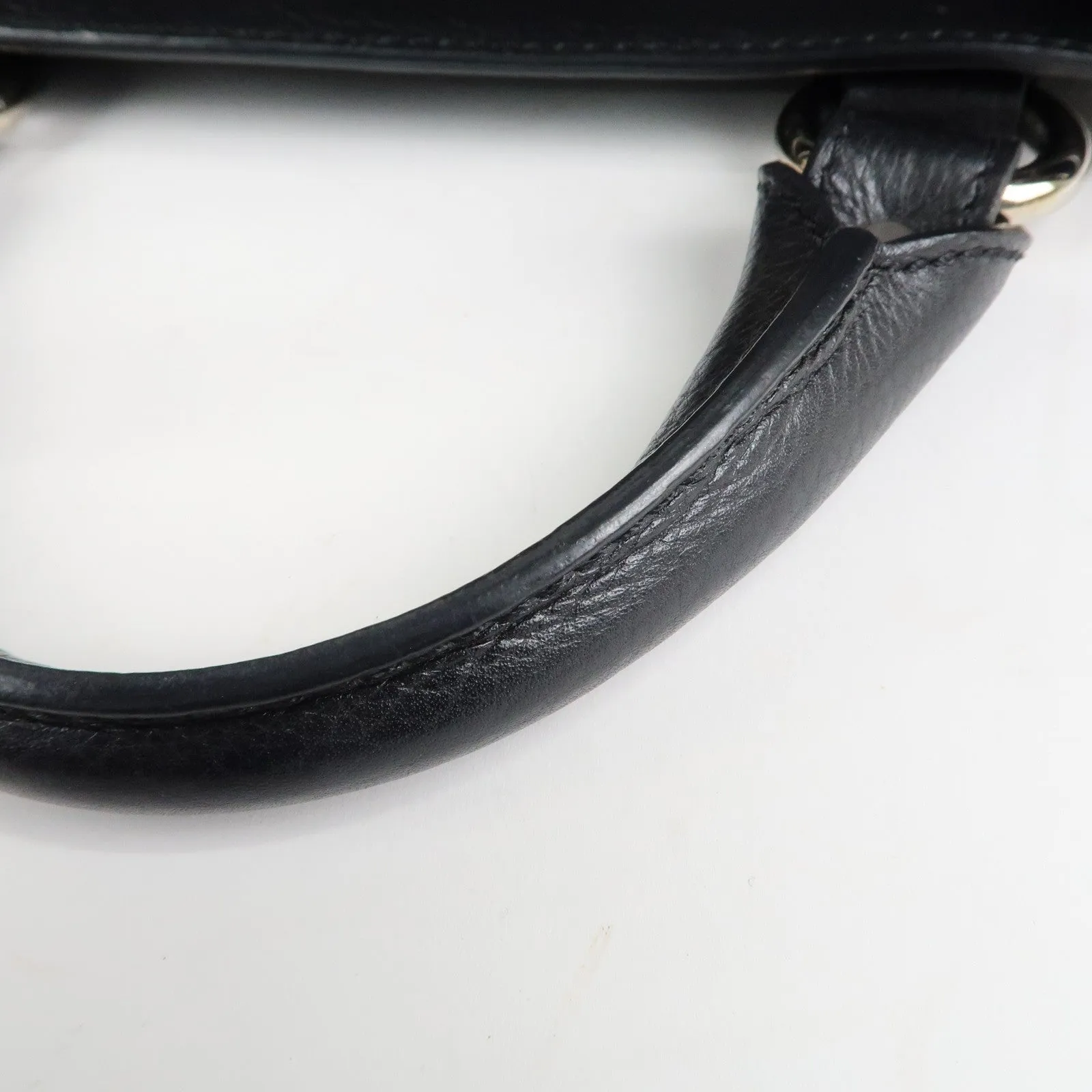 CELINE Macadam Engraved Leather Boogie Bag Hand Bag Black Used