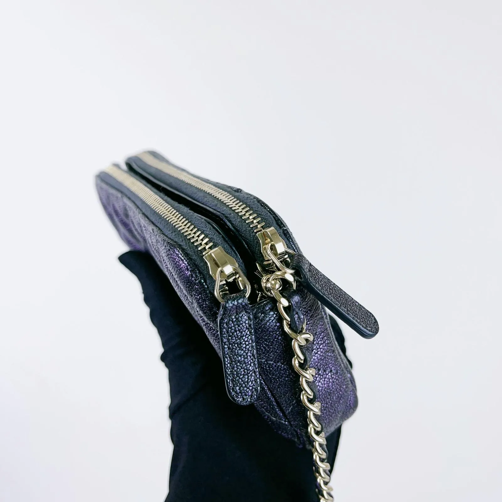 Chanel Classic Double Zip Clutch on Chain