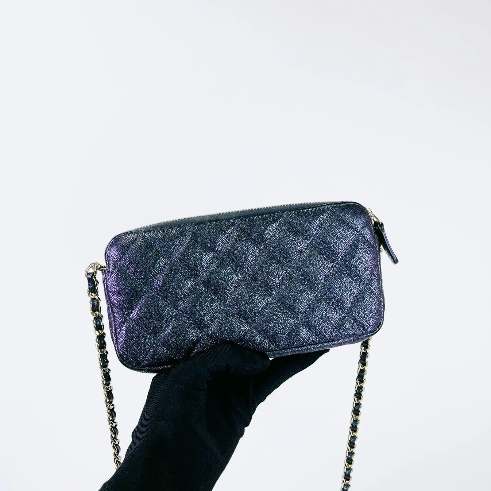 Chanel Classic Double Zip Clutch on Chain