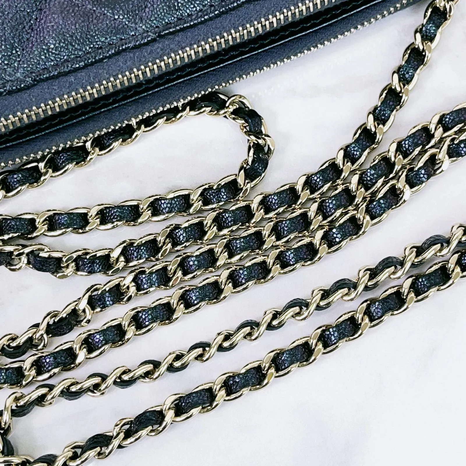 Chanel Classic Double Zip Clutch on Chain