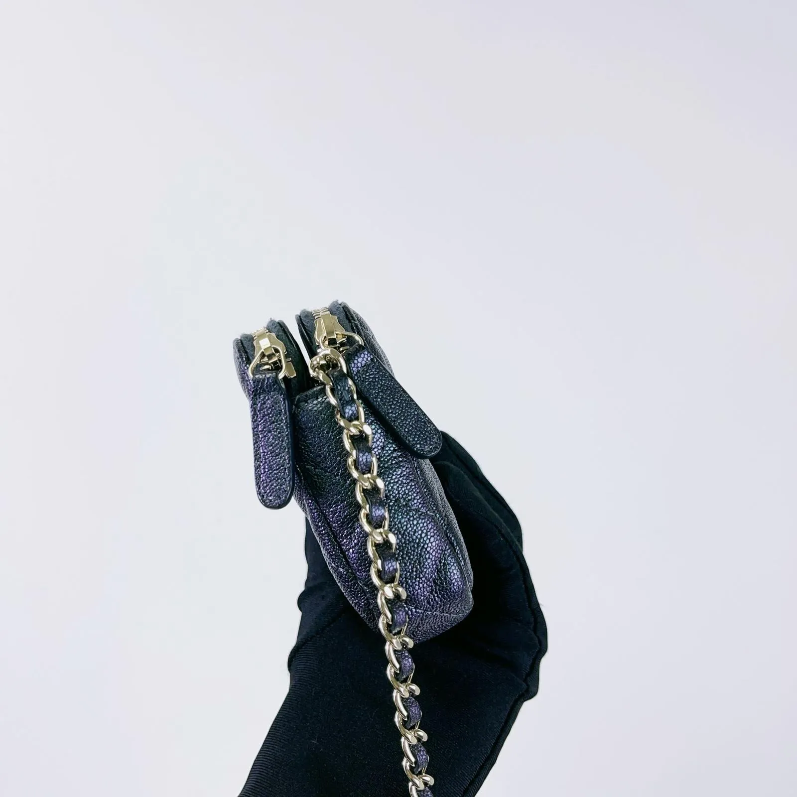 Chanel Classic Double Zip Clutch on Chain