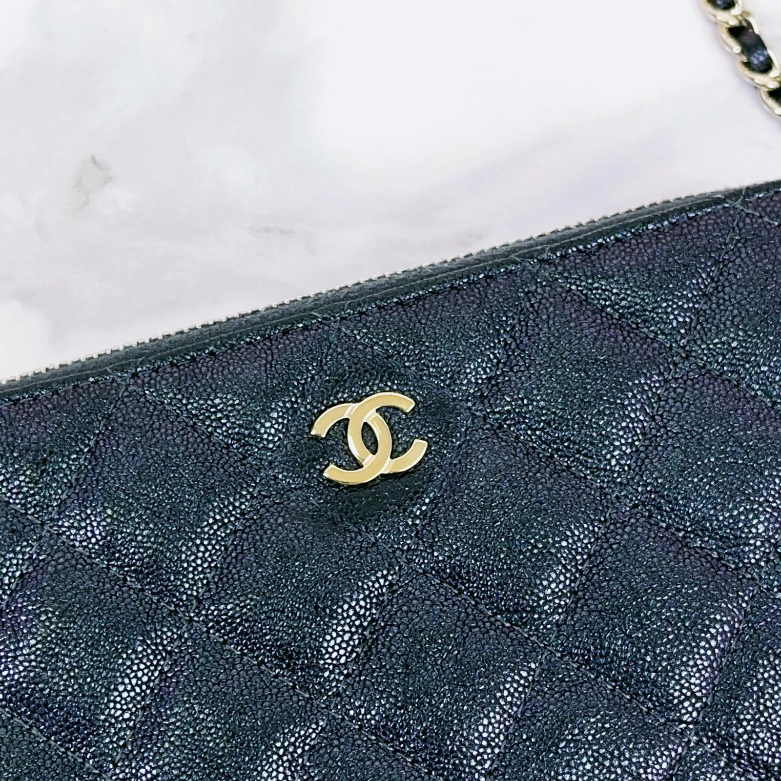 Chanel Classic Double Zip Clutch on Chain