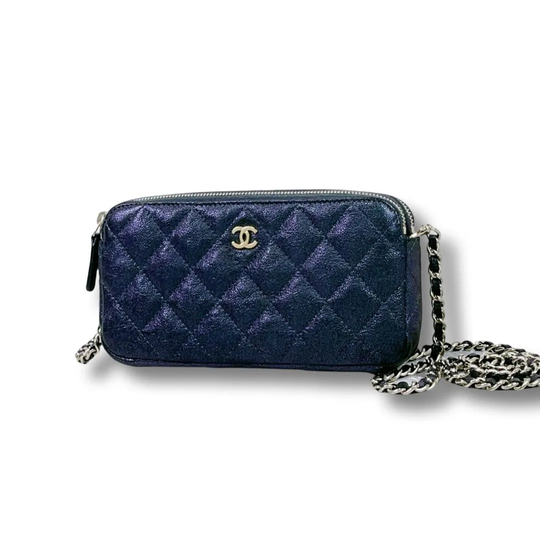 Chanel Classic Double Zip Clutch on Chain
