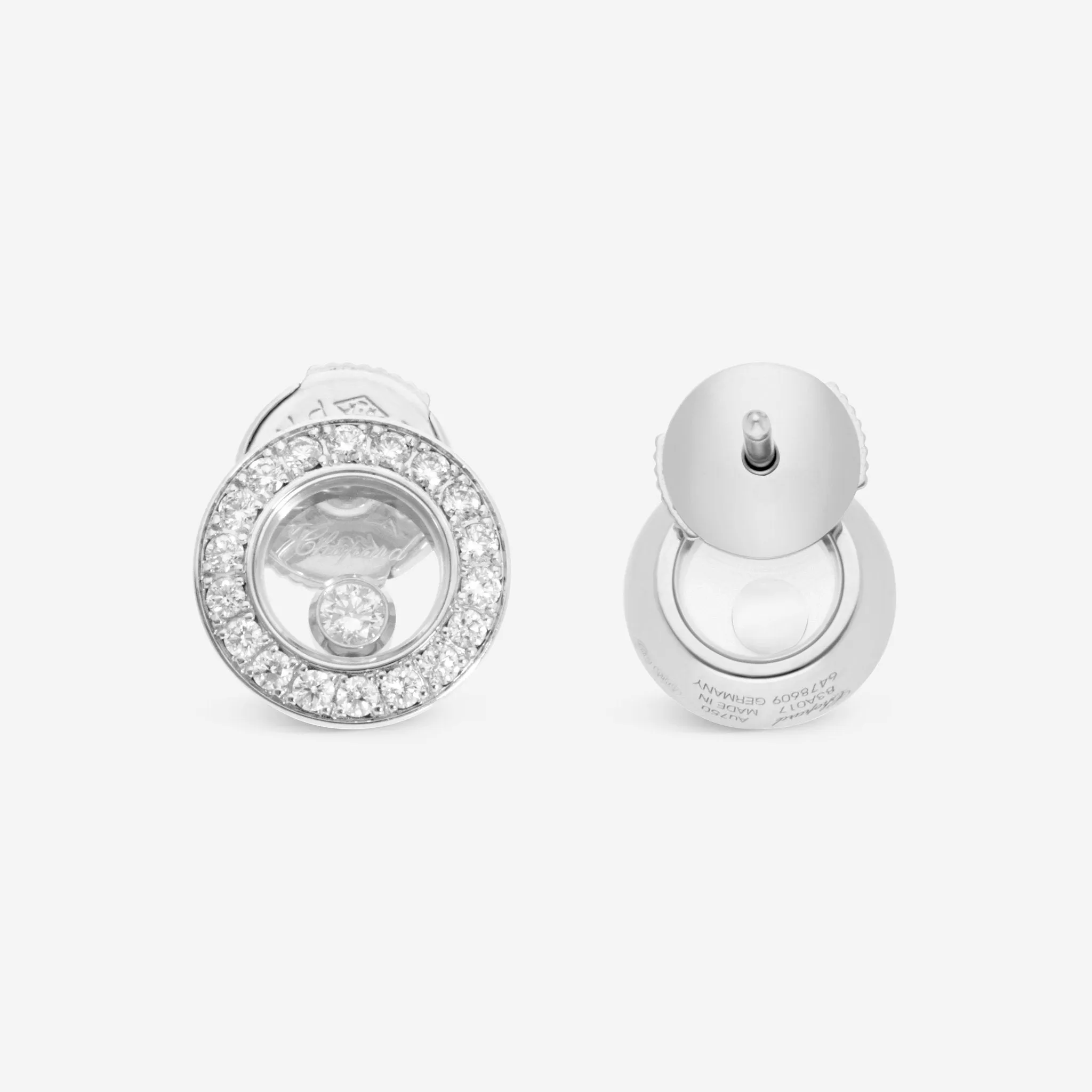 Chopard Happy Diamonds Icons 18K White Gold Diamond Stud Earrings 83A017-1201