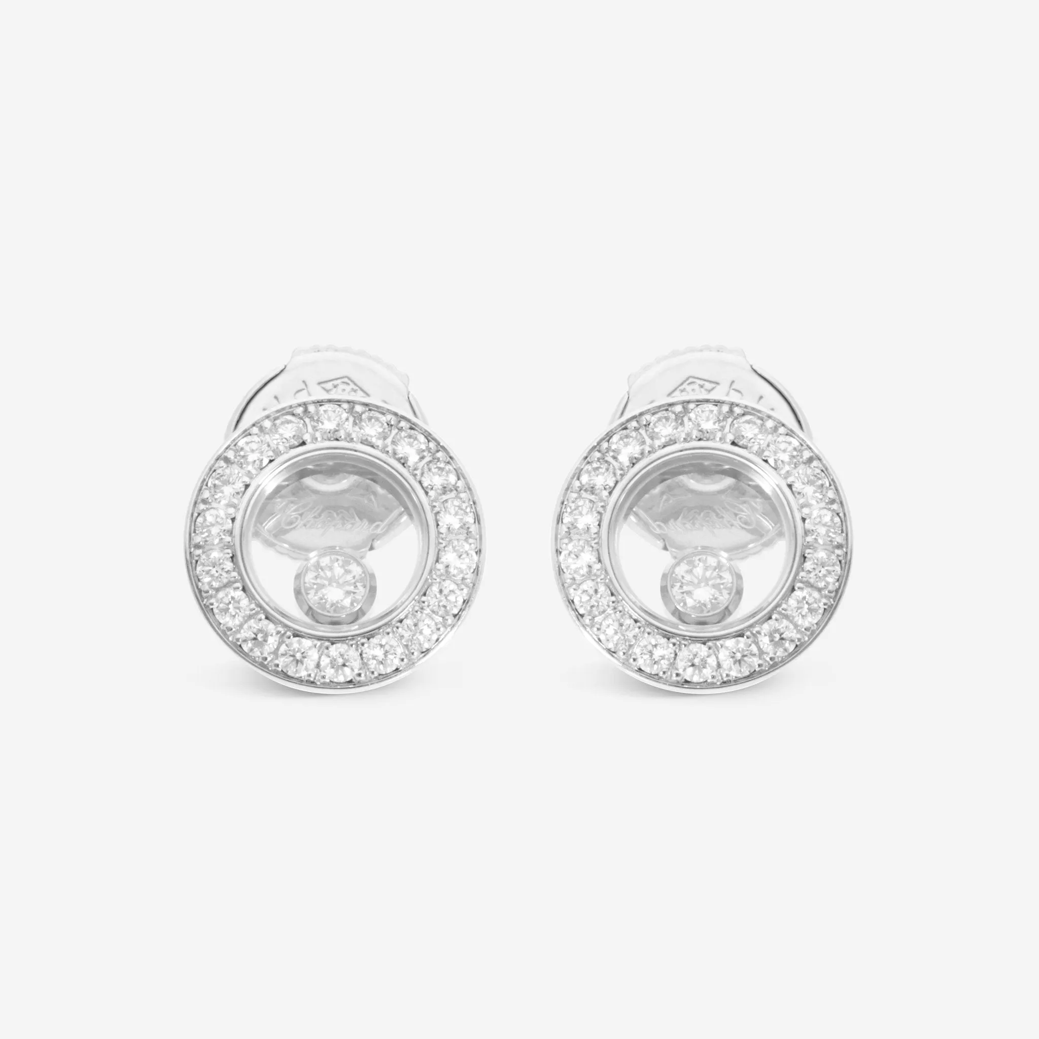 Chopard Happy Diamonds Icons 18K White Gold Diamond Stud Earrings 83A017-1201