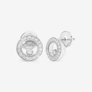 Chopard Happy Diamonds Icons 18K White Gold Diamond Stud Earrings 83A017-1201
