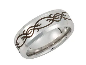 Cobalt 8mm Black Laser Engraved & Beveled Edge Band