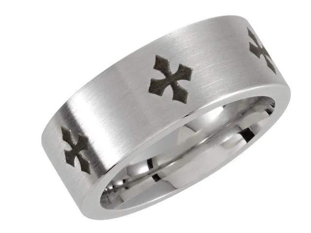 Cobalt 8mm Black Laser Engraved & Satin Finished Band