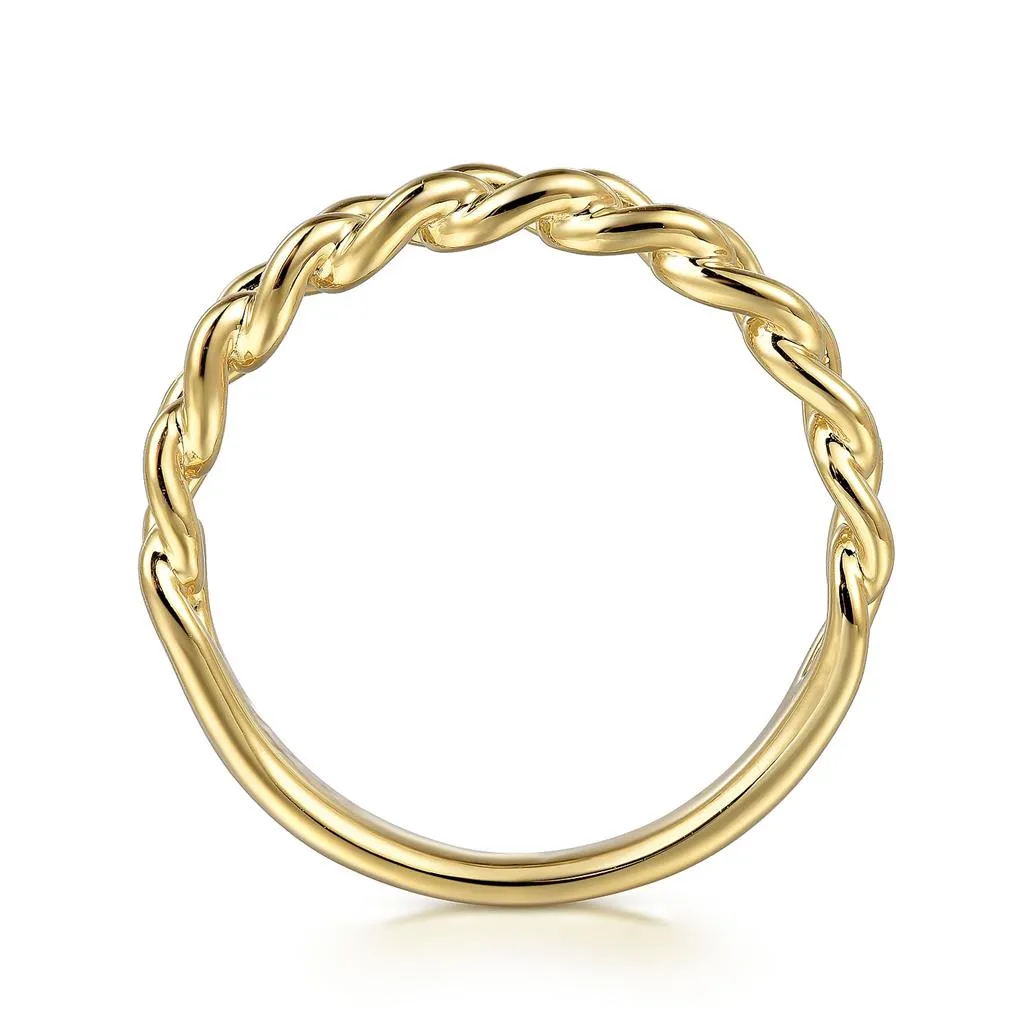 Cuban Link Stackable Ring - 14K Yellow Gold