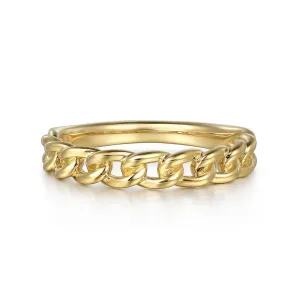 Cuban Link Stackable Ring - 14K Yellow Gold