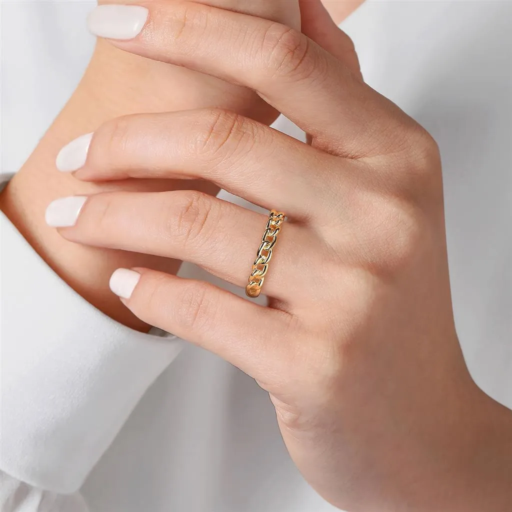 Cuban Link Stackable Ring - 14K Yellow Gold
