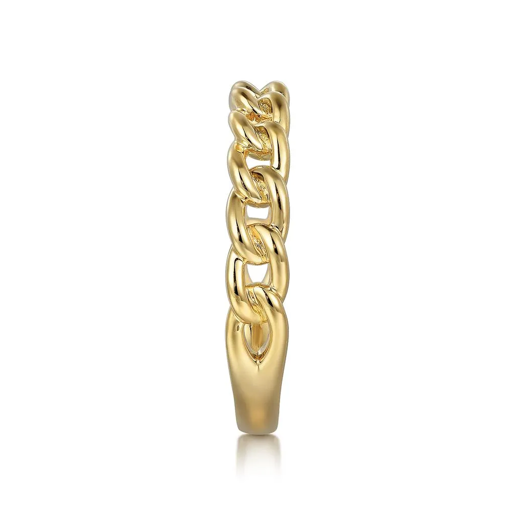 Cuban Link Stackable Ring - 14K Yellow Gold
