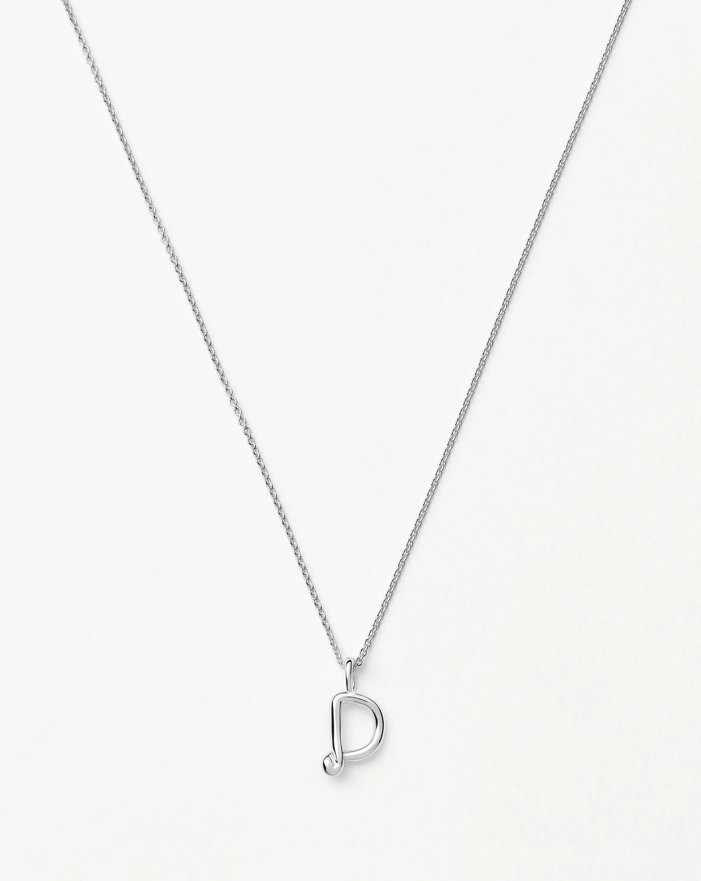 Curly Molten Mini Initial Necklace - D | Sterling Silver
