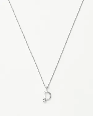 Curly Molten Mini Initial Necklace - D | Sterling Silver