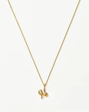 Curly Molten Mini Initial Necklace - H | 18k Gold Vermeil