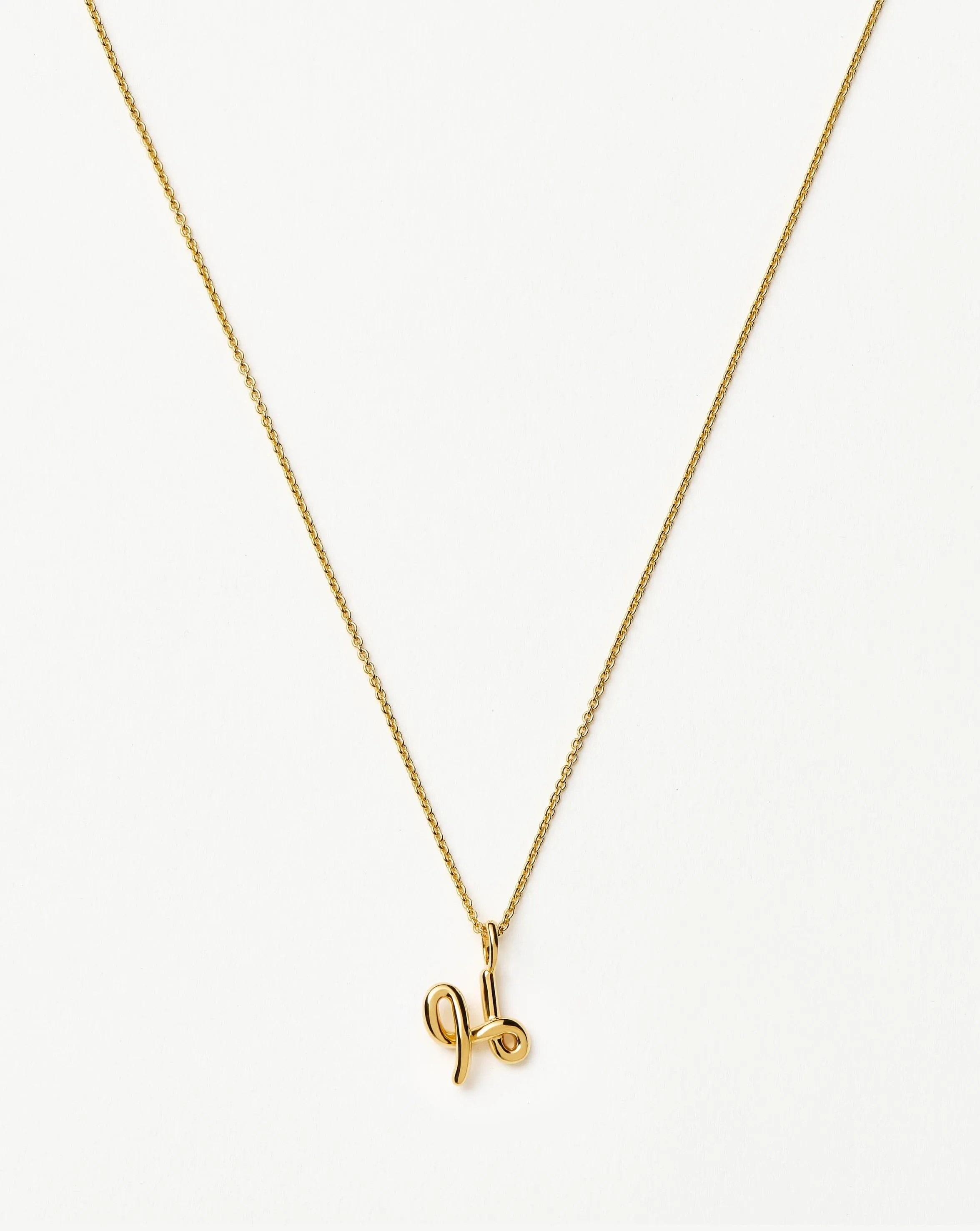 Curly Molten Mini Initial Necklace - H | 18k Gold Vermeil