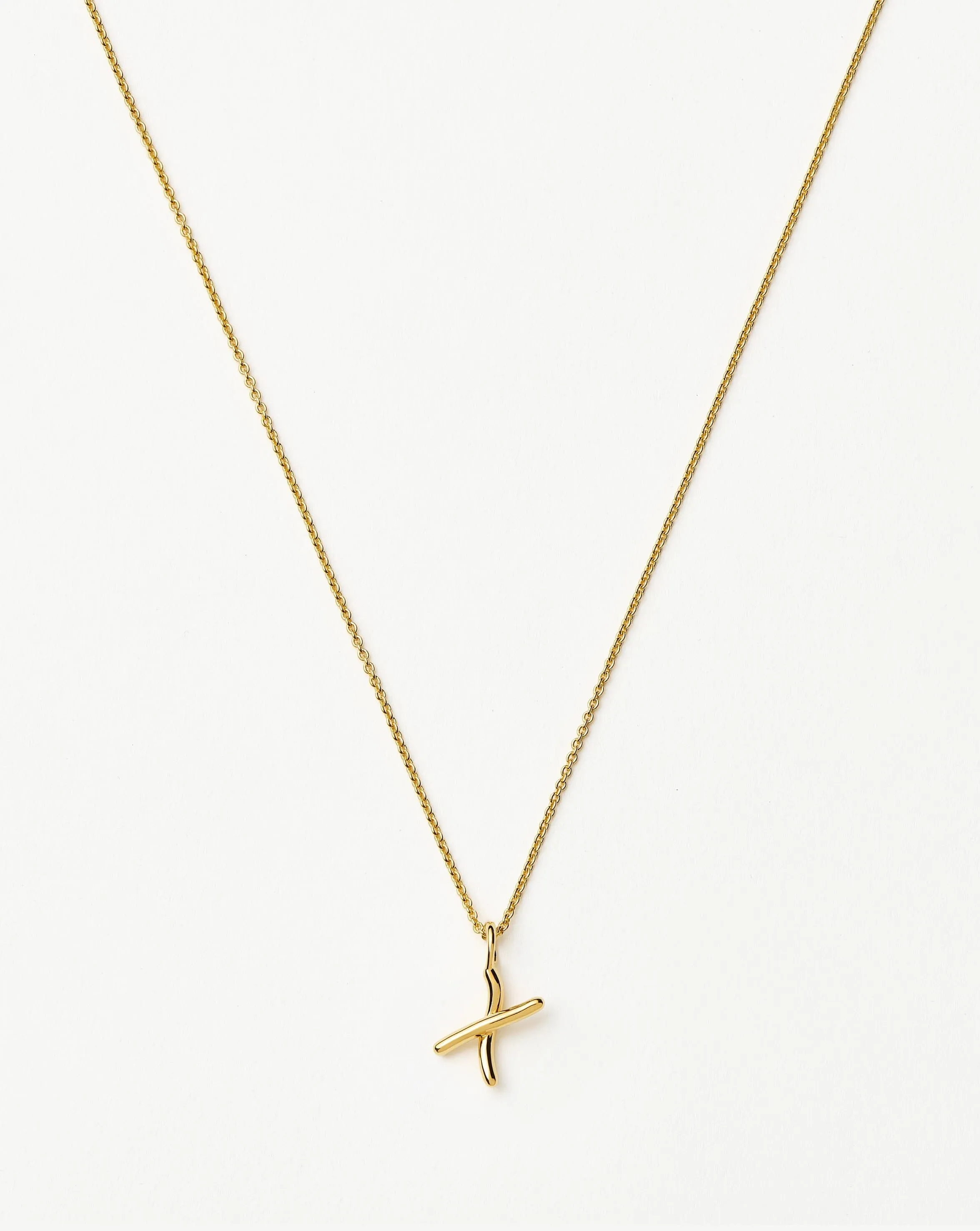 Curly Molten Mini Initial Necklace - X | 18k Gold Vermeil