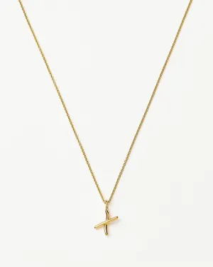 Curly Molten Mini Initial Necklace - X | 18k Gold Vermeil