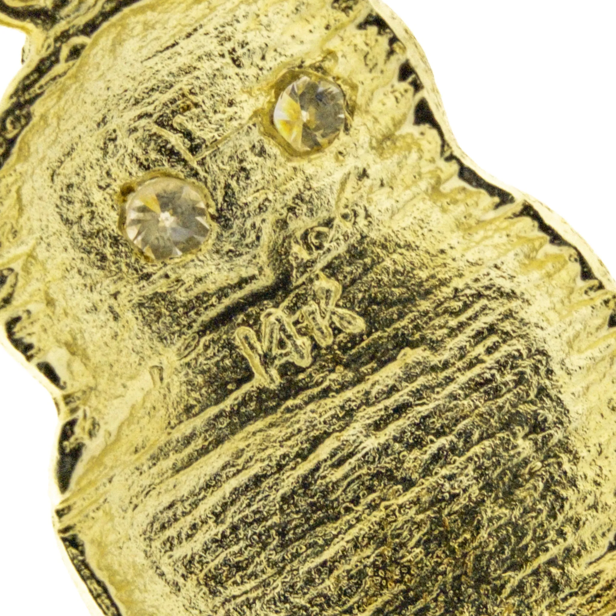 Diamond Accented Owl Pendant Charm in 14K Yellow Gold