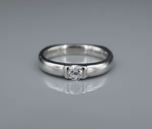 Diamond Ring Platinum Solitaire Stackable Semi Bezel Size 6.5 Euro Shank RG4369