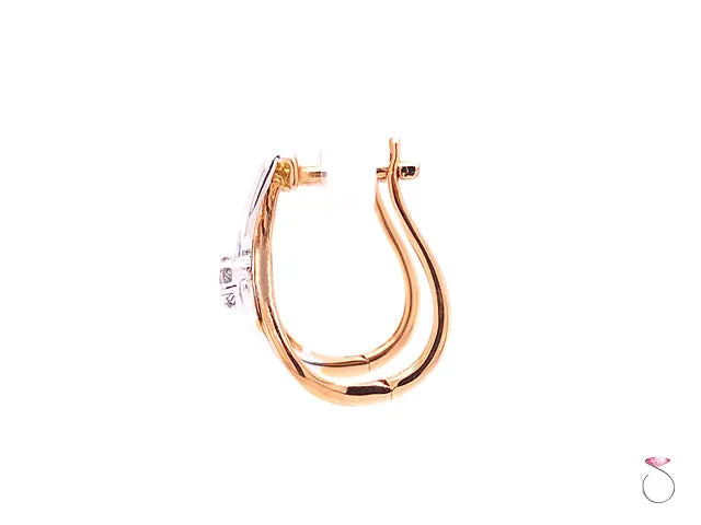 Diamond Small Twist Hoop Earrings, 0.10 Carat,18K White & Rose Gold Earrings