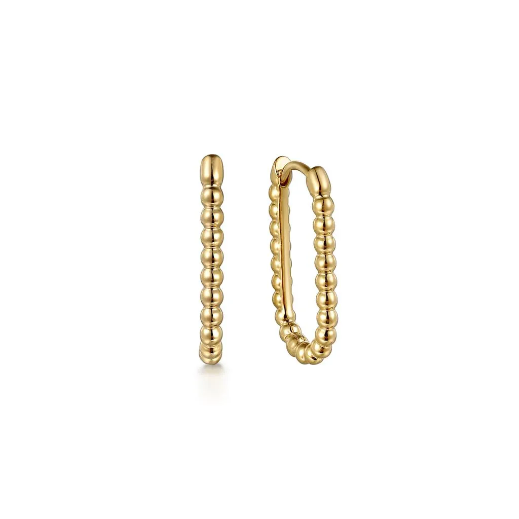 Elongated Oval Bujukan Hoop Earrings - 14K Yellow Gold