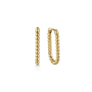 Elongated Oval Bujukan Hoop Earrings - 14K Yellow Gold