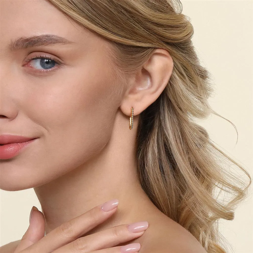 Elongated Oval Bujukan Hoop Earrings - 14K Yellow Gold