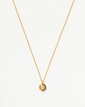Enamel & Stone Round Pendant Necklace