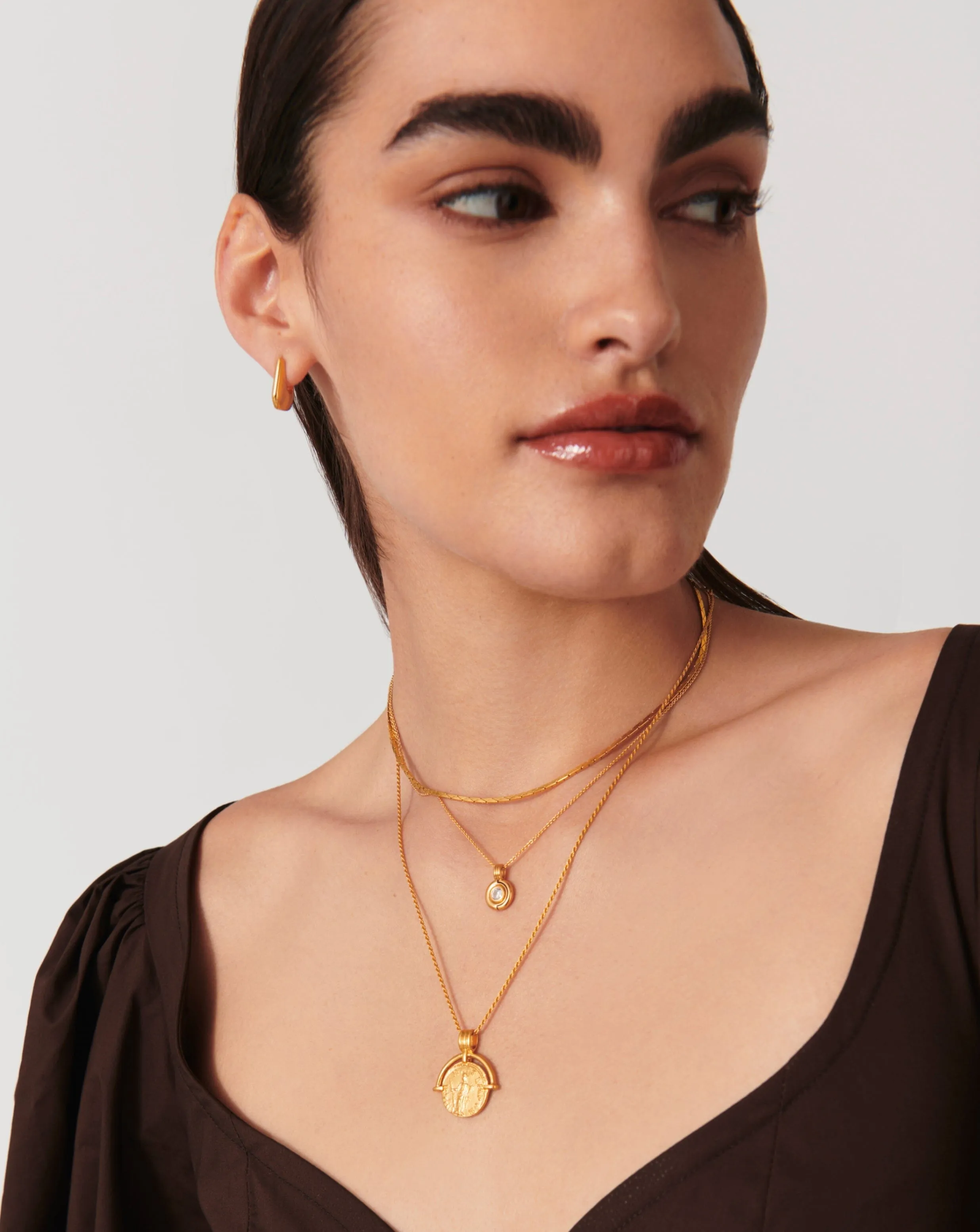 Enamel & Stone Round Pendant Necklace
