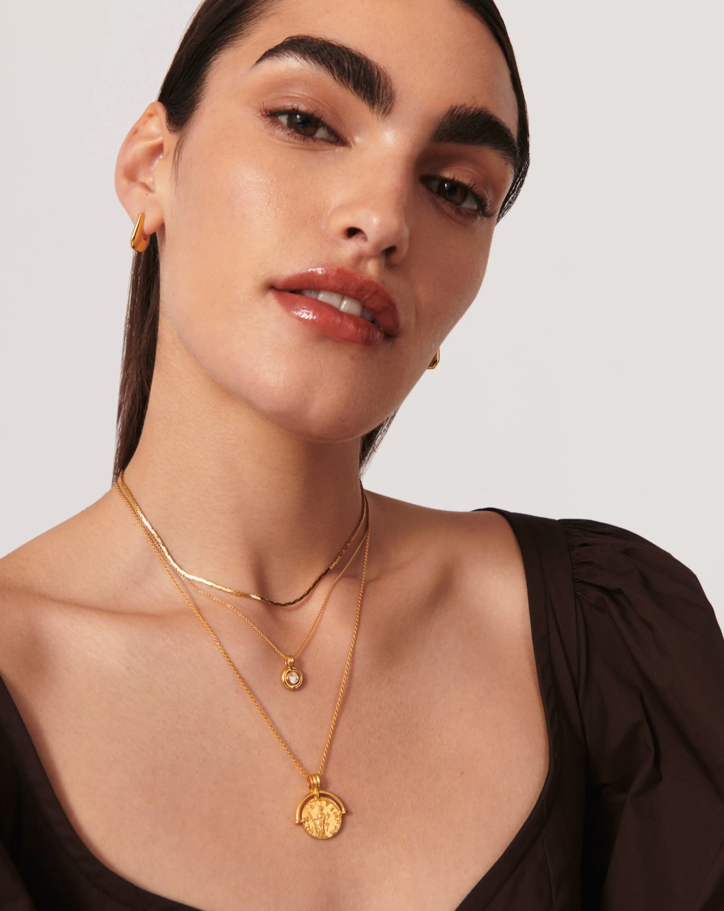 Enamel & Stone Round Pendant Necklace