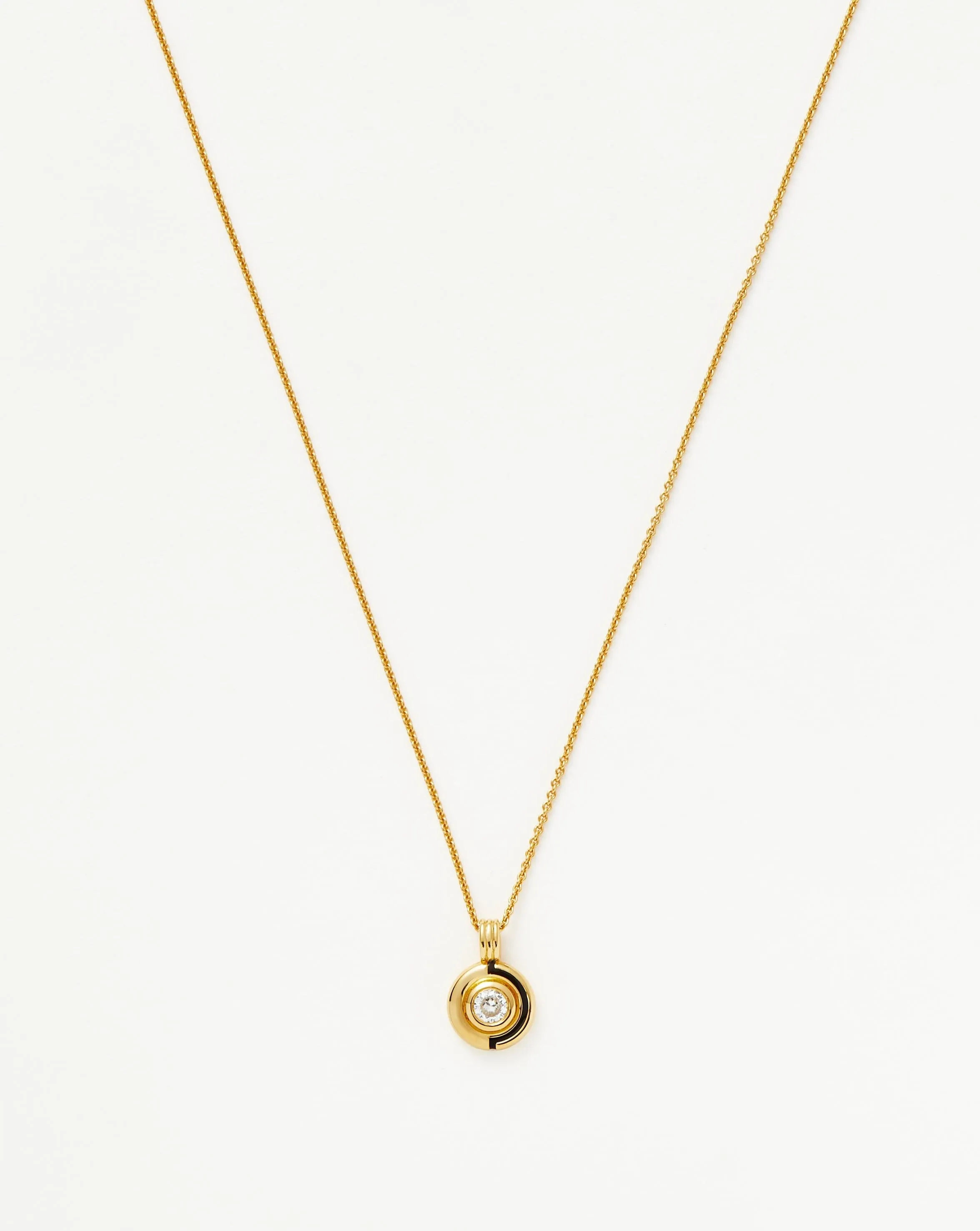 Enamel & Stone Round Pendant Necklace