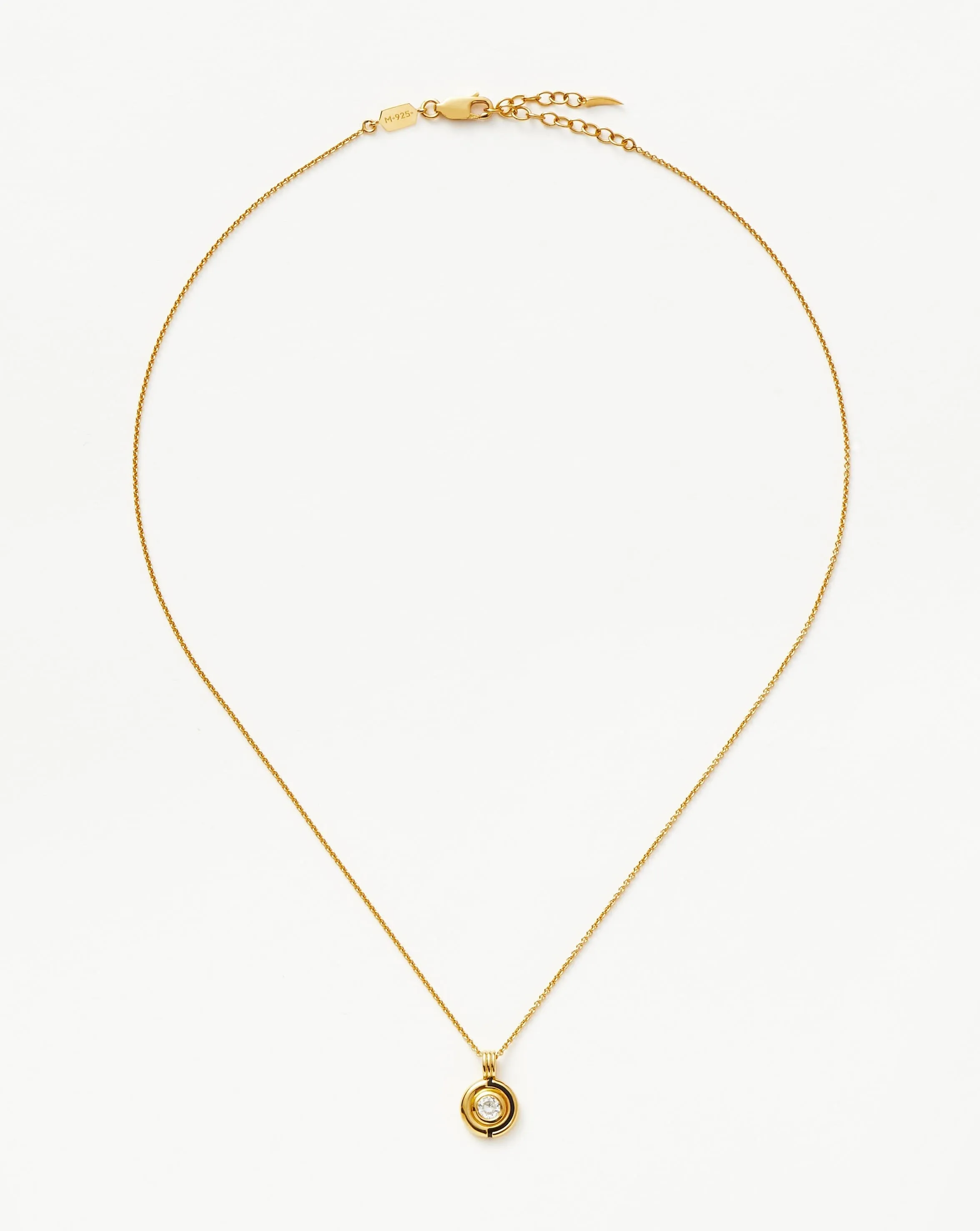 Enamel & Stone Round Pendant Necklace