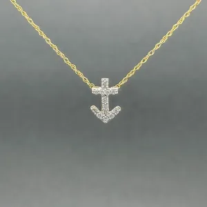 Estate 14K TT Gold 0.11ctw H/SI2-I1 Diamond Anchor Pendant