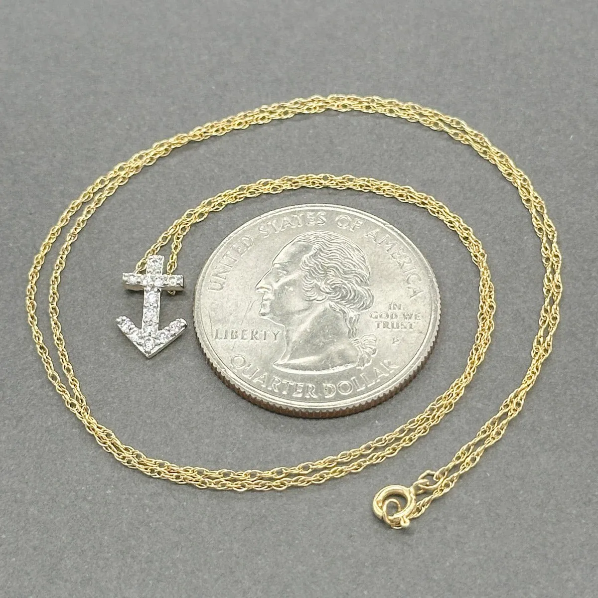 Estate 14K TT Gold 0.11ctw H/SI2-I1 Diamond Anchor Pendant