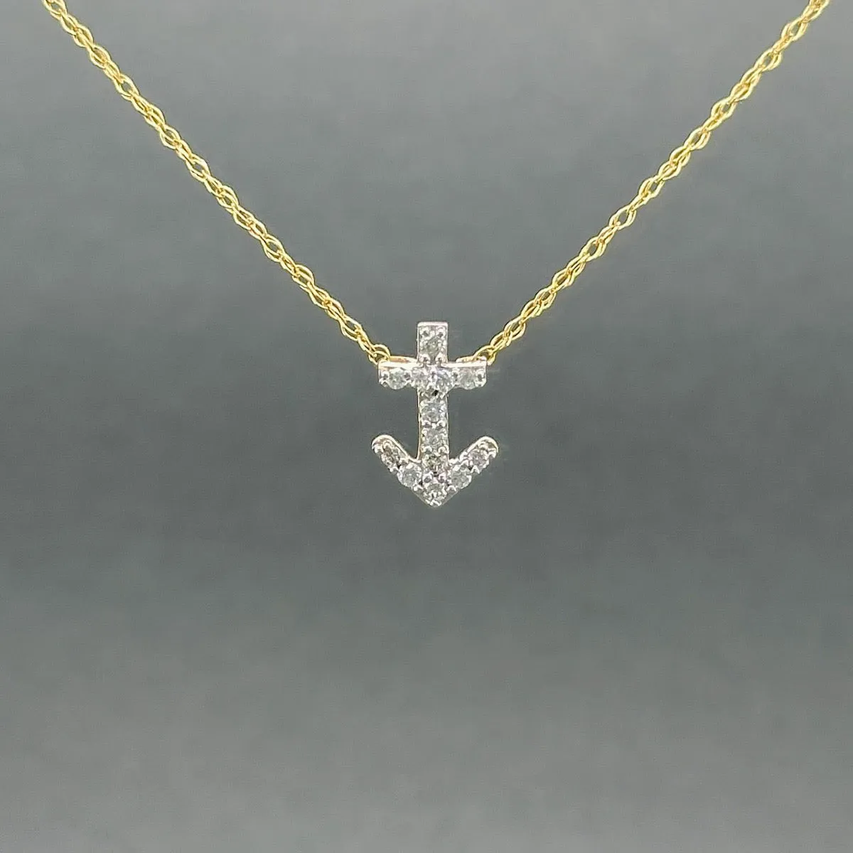 Estate 14K TT Gold 0.11ctw H/SI2-I1 Diamond Anchor Pendant