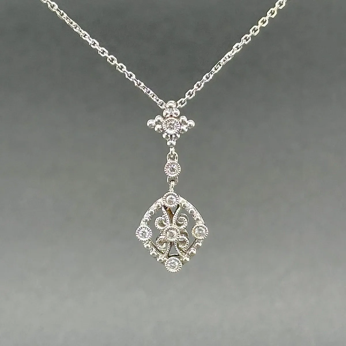 Estate 14K W Gold 0.06ctw I/I1 Diamond Pendant