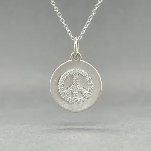 Estate 14K W Gold 0.19ctw G-H/SI1-2 Diamond Peace Pendant