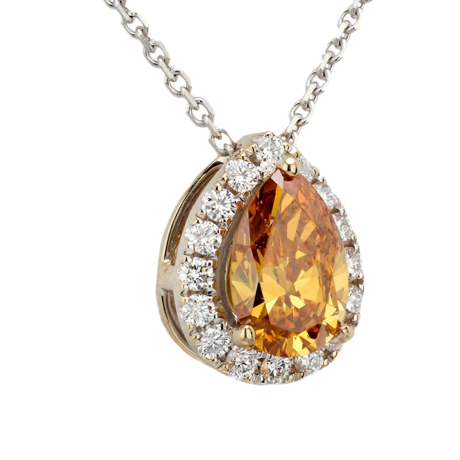 Estate 18k Diamond Halo Pendant Necklace