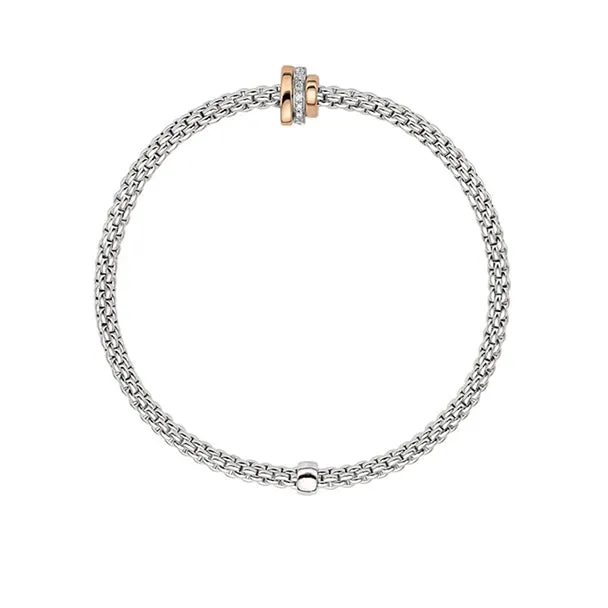 FOPE 'FLEX'IT PRIMA' 18CT ROSE GOLD AND 18CT WHITE GOLD PAVE DIAMOND BRACELET