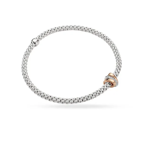 FOPE 'FLEX'IT PRIMA' 18CT ROSE GOLD AND 18CT WHITE GOLD PAVE DIAMOND BRACELET