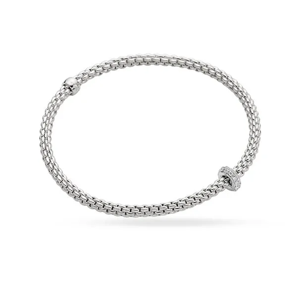 FOPE 'FLEX'IT PRIMA' 18CT WHITE GOLD PAVE SET DIAMOND RONDELLE BRACELET