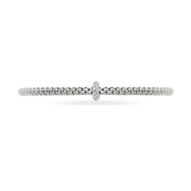 FOPE 'FLEX'IT PRIMA' 18CT WHITE GOLD PAVE SET DIAMOND RONDELLE BRACELET