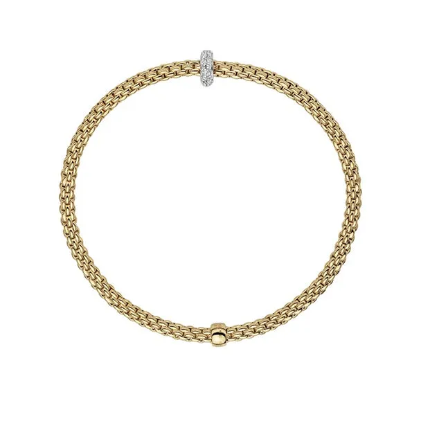 FOPE 'FLEX'IT PRIMA' 18CT YELLOW GOLD AND 18CT WHITE GOLD PAVE SET RONDELLE DIAMOND BRACELET