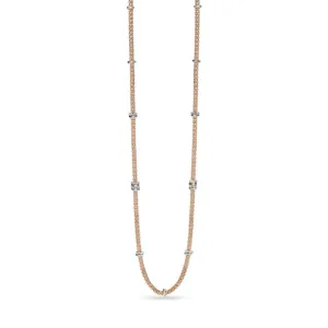 FOPE 'PRIMA' 18CT ROSE & WHITE GOLD WITH DIAMOND RHONDELS NECKLACE 90CM